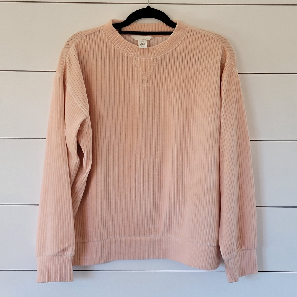 H&M Women's Lt.Pink Ribbed Crew Neck Sweater Small